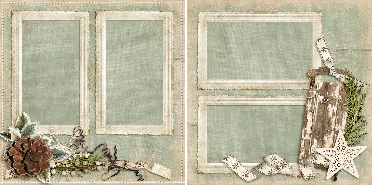Vintage Sledding - 4542 - EZscrapbooks Scrapbook Layouts Winter
