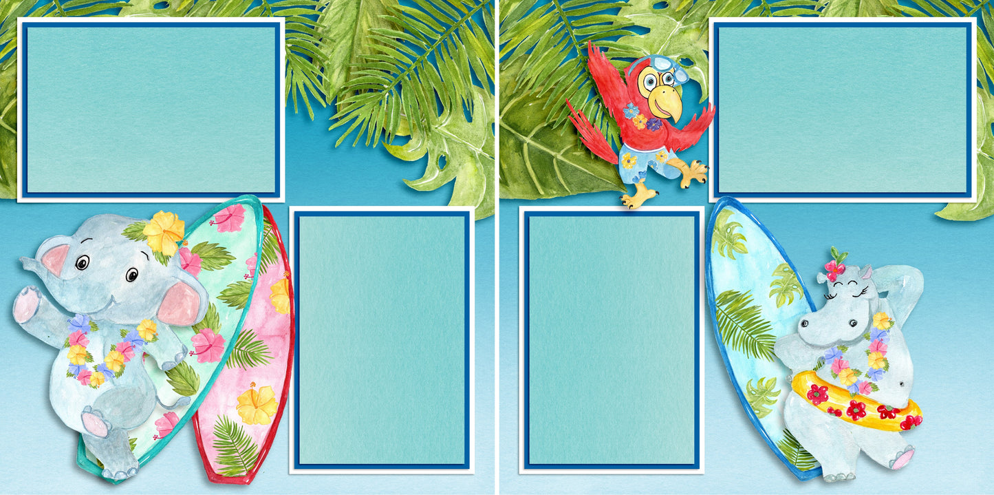 Beach Party - 4858 - EZscrapbooks Scrapbook Layouts Beach - Tropical, Swimming - Pool