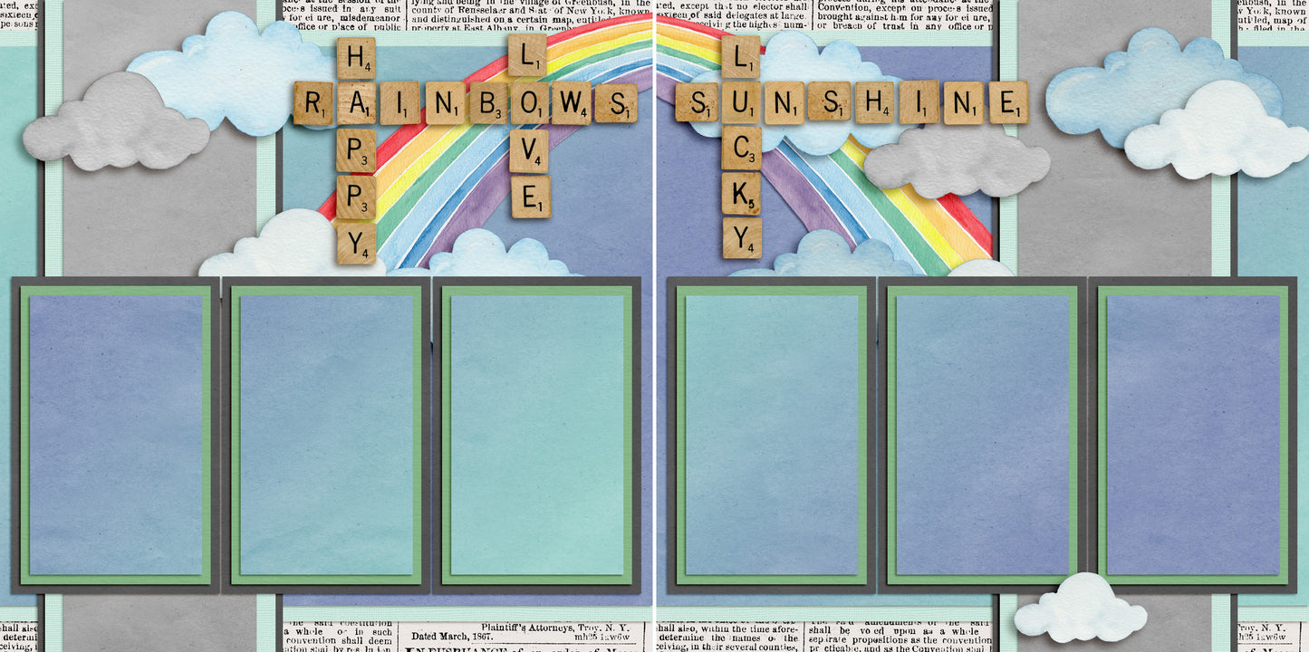 Happy Rainbows - 5326 - EZscrapbooks Scrapbook Layouts Farm - Garden, Spring