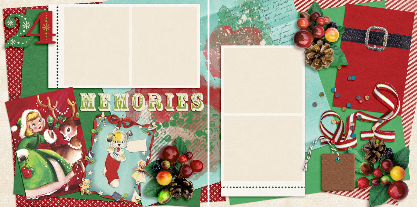 Vintage Christmas Memories - 4434 - EZscrapbooks Scrapbook Layouts Christmas