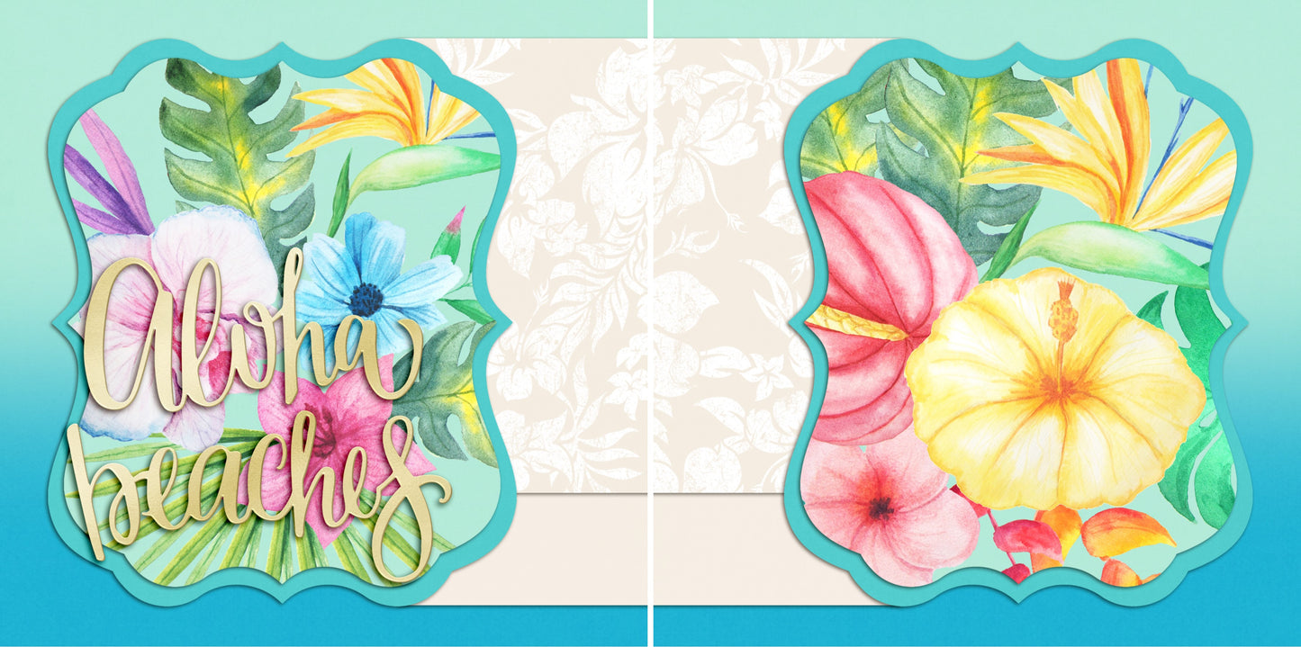 Aloha Beaches NPM - 3985 - EZscrapbooks Scrapbook Layouts Beach - Tropical, Hawaii, Summer, Swimming - Pool