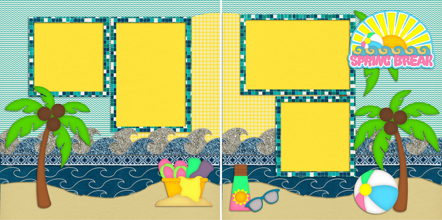 Spring Break - 2063 - EZscrapbooks Scrapbook Layouts Beach - Tropical, Kids, Spring - Easter, Summer, Vacation