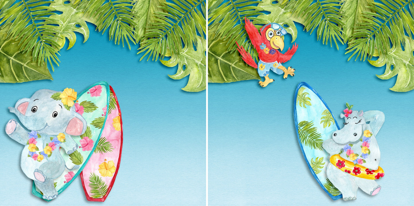 Beach Party NPM - 4859 - EZscrapbooks Scrapbook Layouts Beach - Tropical, Swimming - Pool