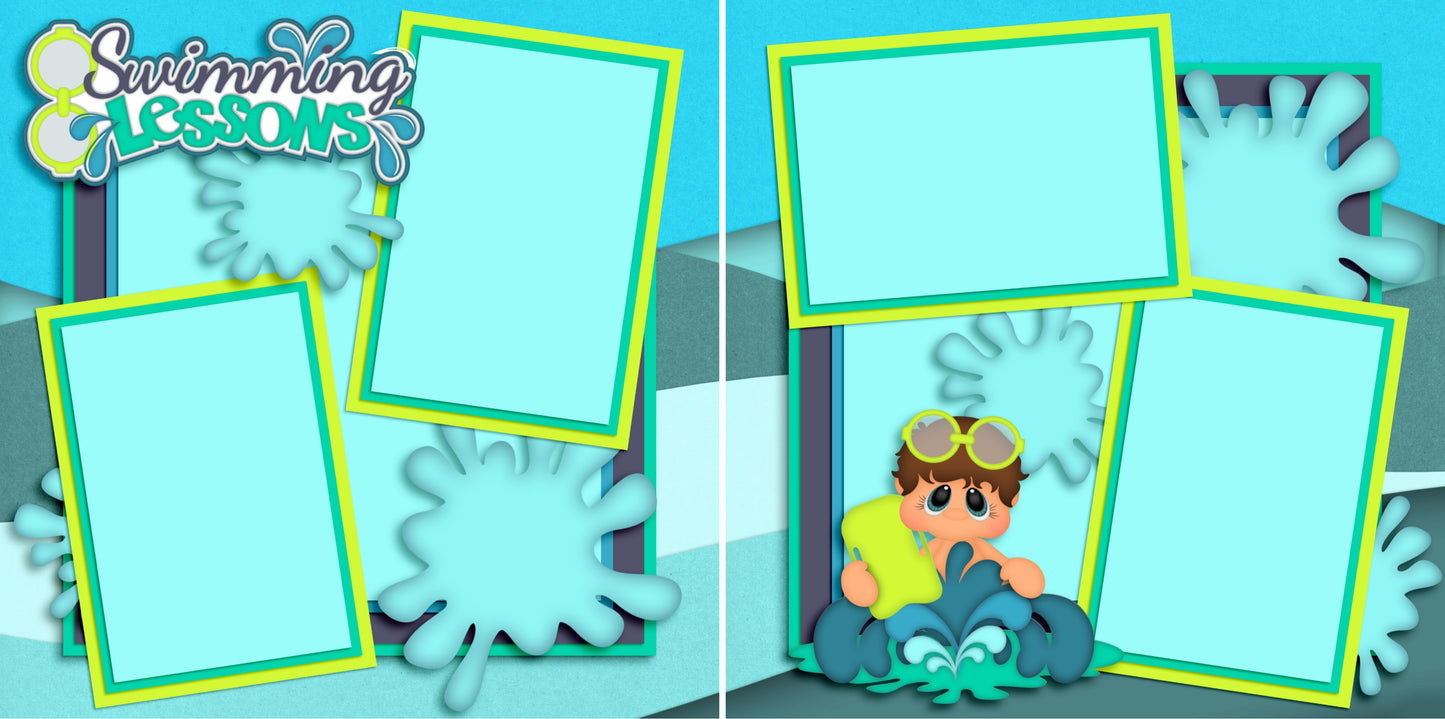Swimming Lessons Boy - 3110 - EZscrapbooks Scrapbook Layouts Swimming - Pool