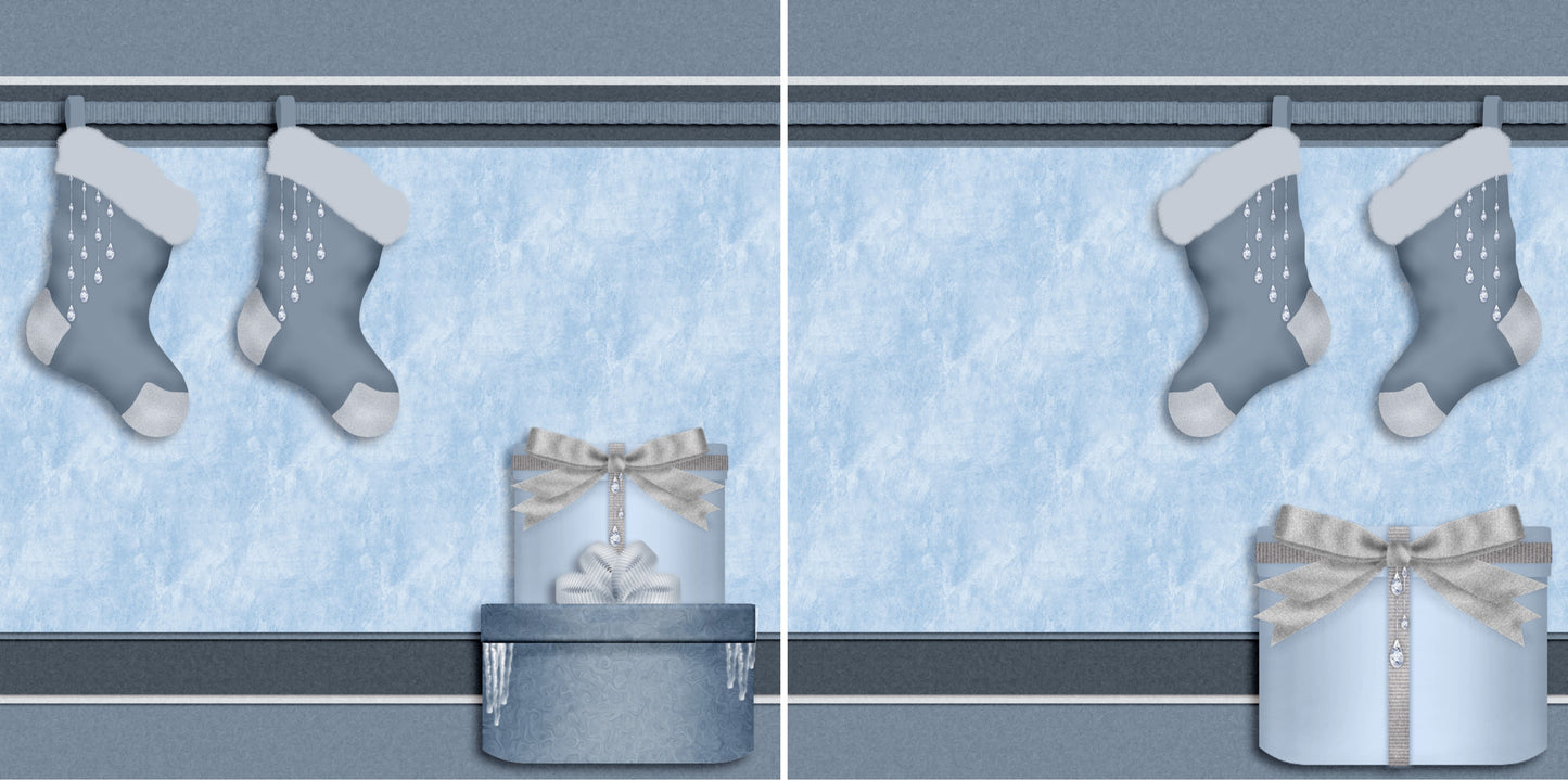 Blue Stockings NPM - 3673 - EZscrapbooks Scrapbook Layouts Christmas