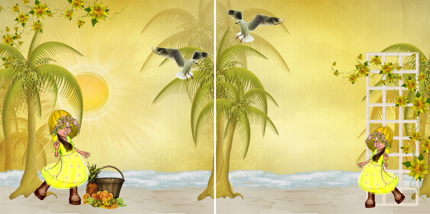 Sunshine Sally NPM - 2842 - EZscrapbooks Scrapbook Layouts Beach - Tropical, Girls, Littles, Summer