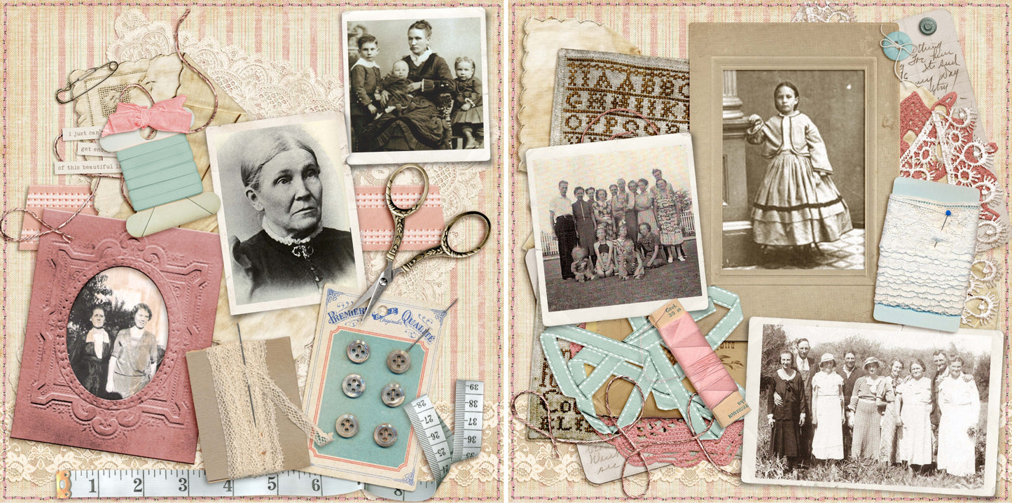 Vintage Sewing - 4268 - EZscrapbooks Scrapbook Layouts Grandmother, Heritage, Mother