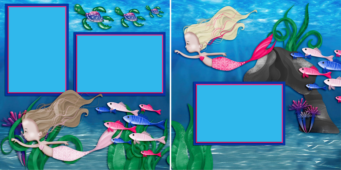 Mermaids - 3960 - EZscrapbooks Scrapbook Layouts Beach - Tropical, Swimming - Pool