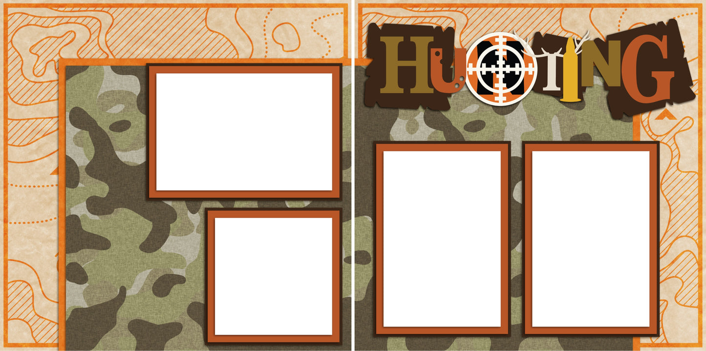 Hunting - Digital Scrapbook Pages - INSTANT DOWNLOAD - EZscrapbooks Scrapbook Layouts Hunting - Fishing
