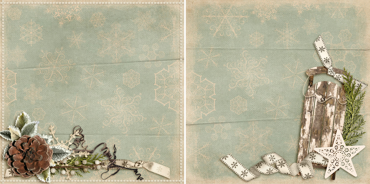 Vintage Sledding NPM - 4543 - EZscrapbooks Scrapbook Layouts Winter