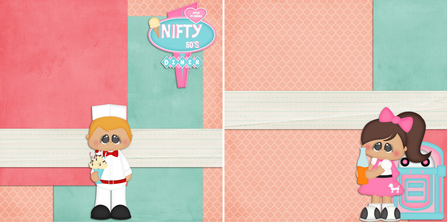 NIfty 50's Diner NPM - 2434 - EZscrapbooks Scrapbook Layouts 50's, Decades Past