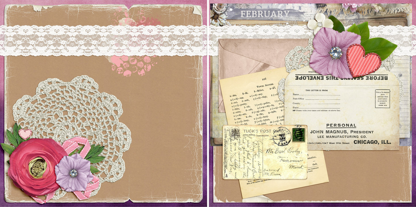 February NPM - 4825 - EZscrapbooks Scrapbook Layouts Months of the Year