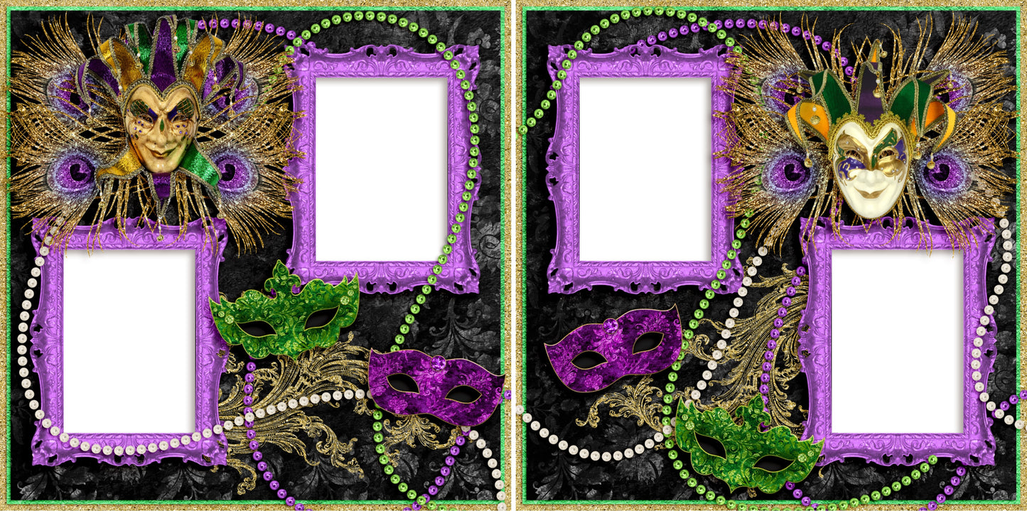 Fat Tuesday - Digital Scrapbook Pages - INSTANT DOWNLOAD - EZscrapbooks Scrapbook Layouts New Orleans - Mardi Gras