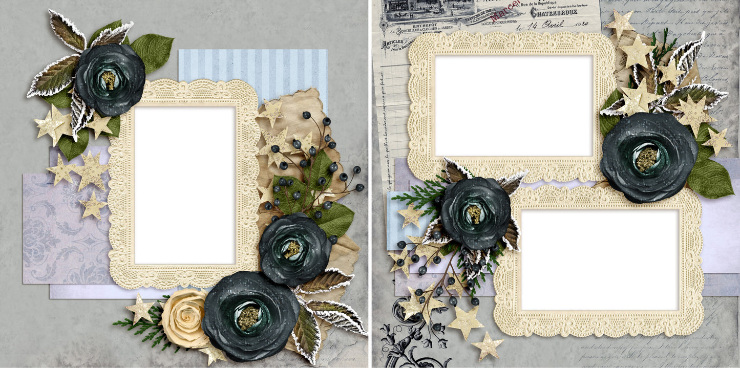 Season for Romance - Digital Scrapbook Pages - INSTANT DOWNLOAD - EZscrapbooks Scrapbook Layouts Christmas, Other