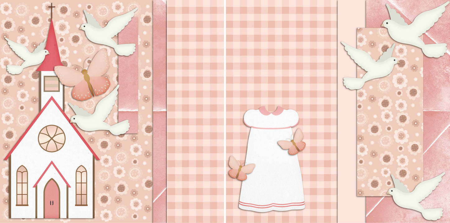 Girl Baptism NPM - 2639 - EZscrapbooks Scrapbook Layouts Baby - Toddler, Baptism, Faith - Religious, Spring - Easter