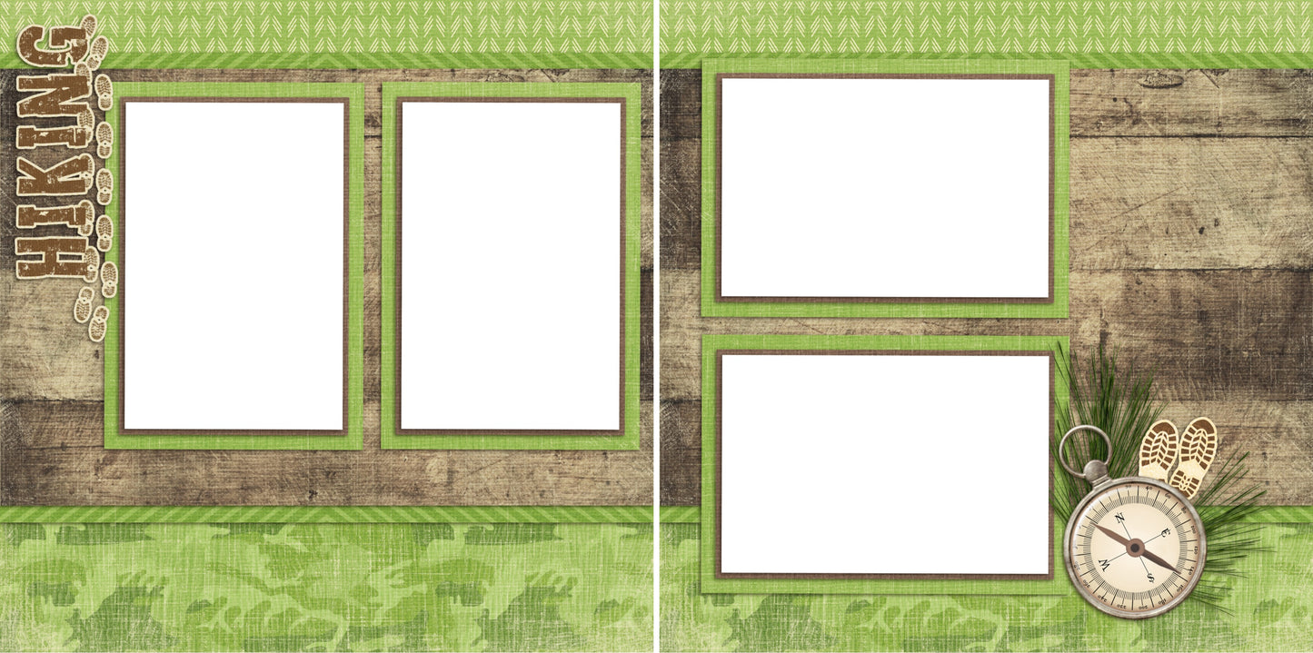 Hiking - Digital Scrapbook Pages - INSTANT DOWNLOAD - EZscrapbooks Scrapbook Layouts Camping - Hiking, Hunting - Fishing
