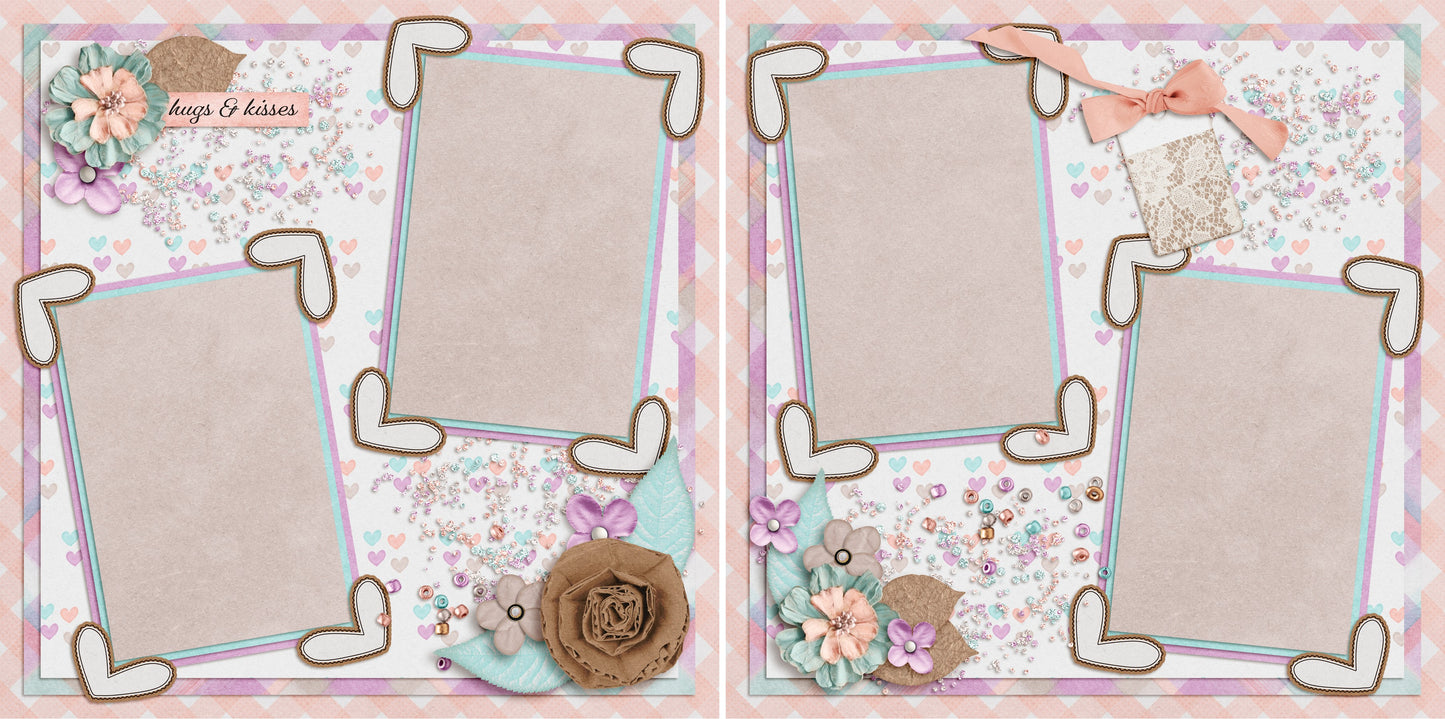 Hugs & Kisses - 4958 - EZscrapbooks Scrapbook Layouts Girls, Love - Valentine