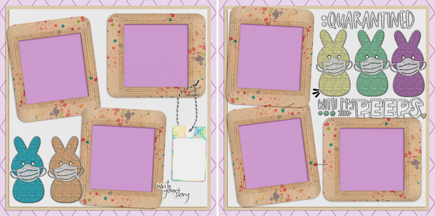 Quarantined With My Peeps - 4782 - EZscrapbooks Scrapbook Layouts covid, Quarantine-Corona, Spring - Easter