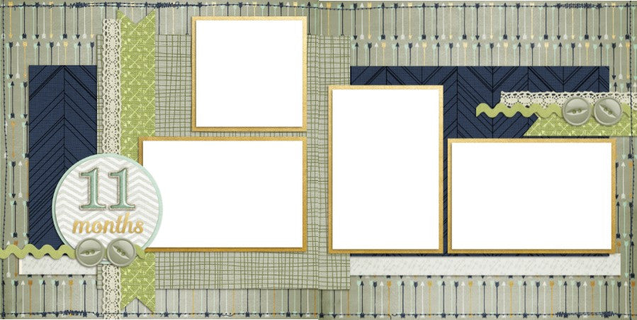 Baby Boy 11 Months - Digital Scrapbook Pages - INSTANT DOWNLOAD - EZscrapbooks Scrapbook Layouts Baby - Toddler