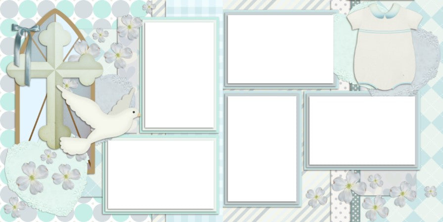 Baptism Boy - Digital Scrapbook Pages - INSTANT DOWNLOAD - EZscrapbooks Scrapbook Layouts Baby - Toddler, Girls, Other