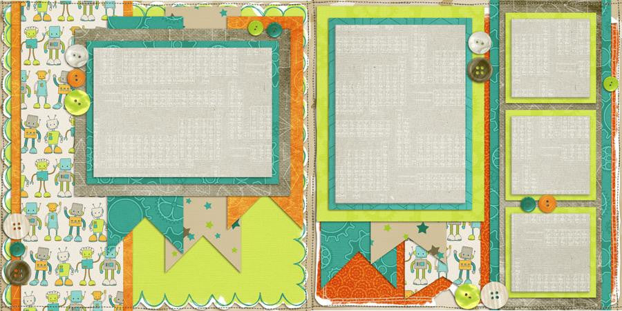 Robot Banners - 310 - EZscrapbooks Scrapbook Layouts Baby - Toddler, Boys
