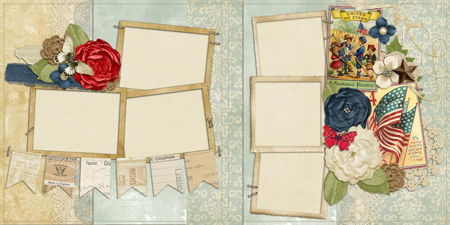 Rose America - 297 - EZscrapbooks Scrapbook Layouts July 4th - Patriotic, retired, seasons