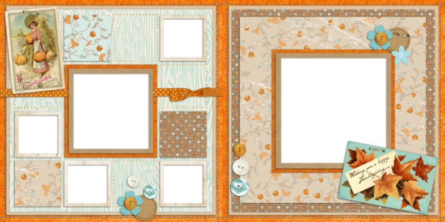 Thankful - Digital Scrapbook Pages - INSTANT DOWNLOAD - EZscrapbooks Scrapbook Layouts Christmas, Months of the Year, Winter