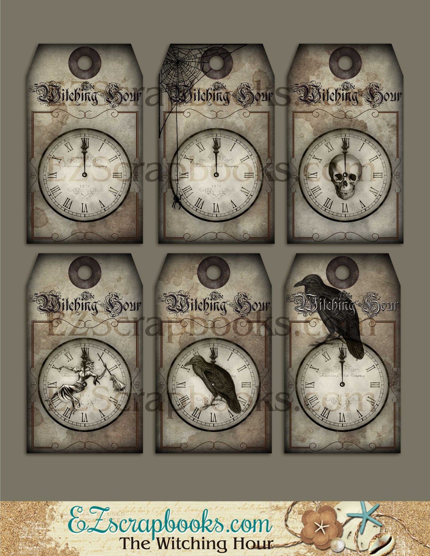 The Witching Hour Tags - 9034 - EZscrapbooks Scrapbook Layouts Halloween