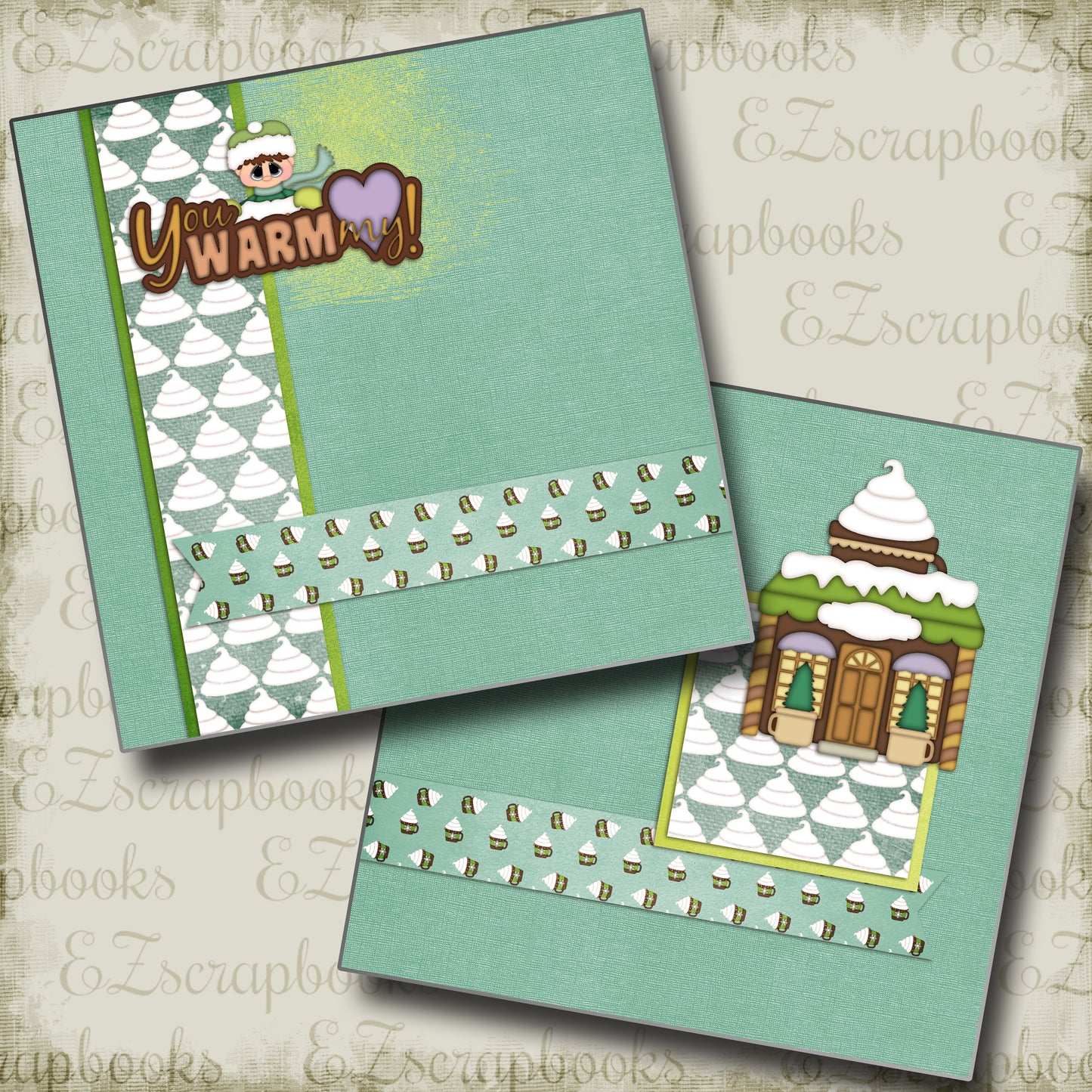 You Warm My Heart Boy NPM - 2445 - EZscrapbooks Scrapbook Layouts Snow, Winter