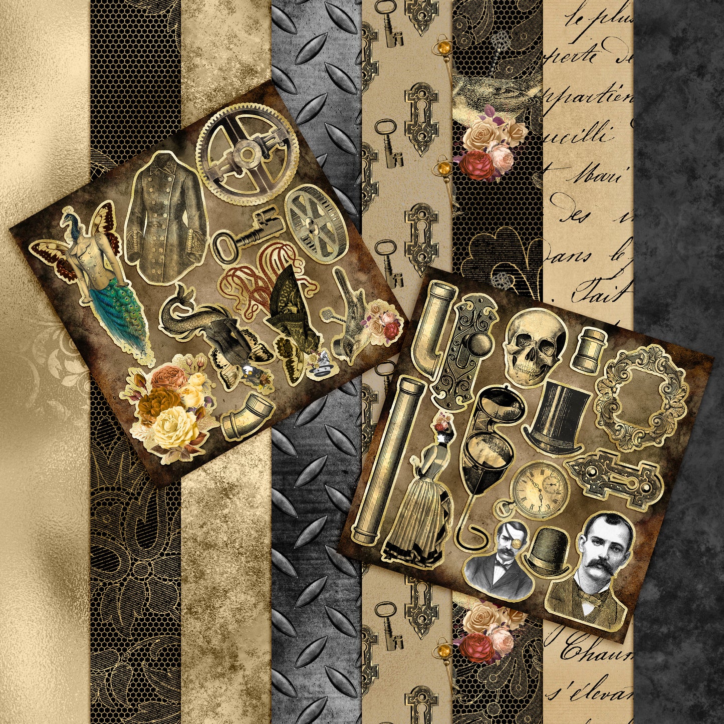 Gold Steampunk Scrapbook Kit - 8120