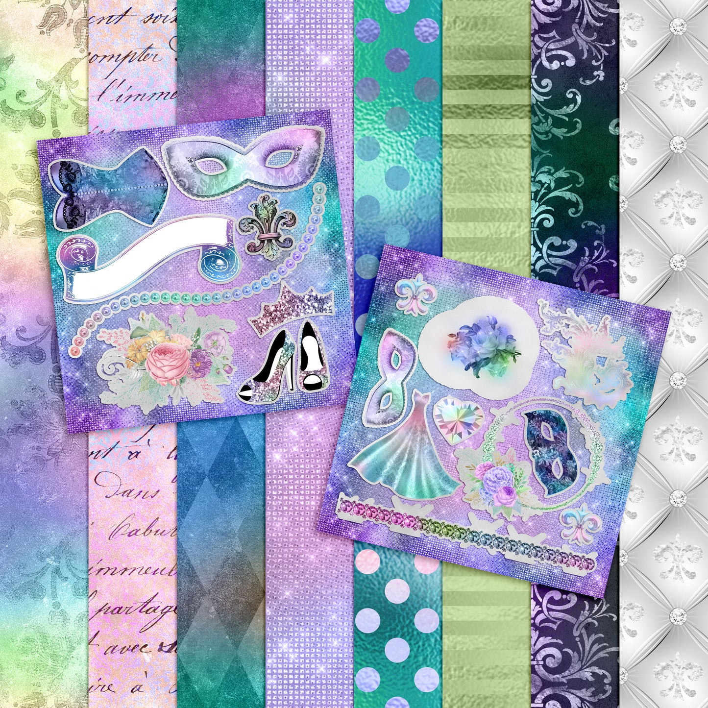 Iridescent Masquerade Scrapbook Kit - 8122