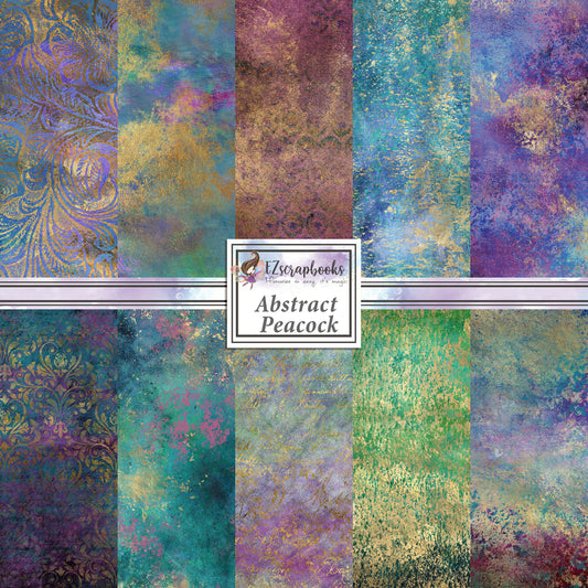 Abstract Peacock - 12X12 Scrapbook Paper Pack - 8333