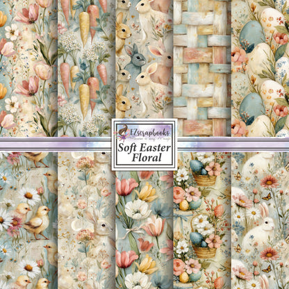 Soft Easter Floral- 12X12 Scrapbook Paper Pack - 26-8093