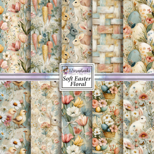 Soft Easter Floral- 12X12 Scrapbook Paper Pack - 26-8093