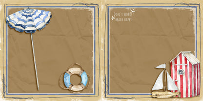 Beach Days EZ Background Pages -  Digital Bundle - 10 Digital Scrapbook Pages - INSTANT DOWNLOAD