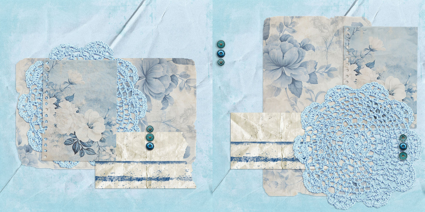 Beautiful Blues Doilies NPM - Scrapbook Layout - 24-697