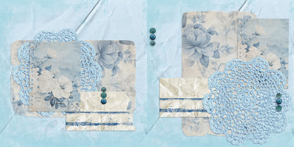 Beautiful Blues Doilies NPM - Scrapbook Layout - 24-697