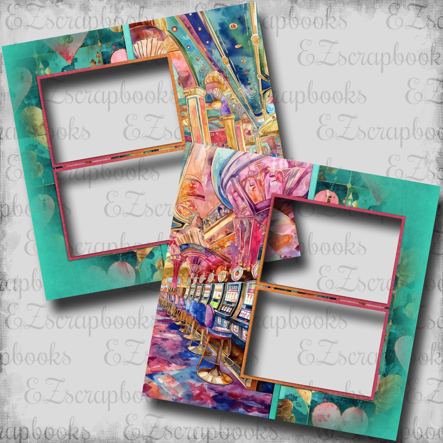 Vegas Casino Pink - EZ Digital Scrapbook Pages - INSTANT DOWNLOAD