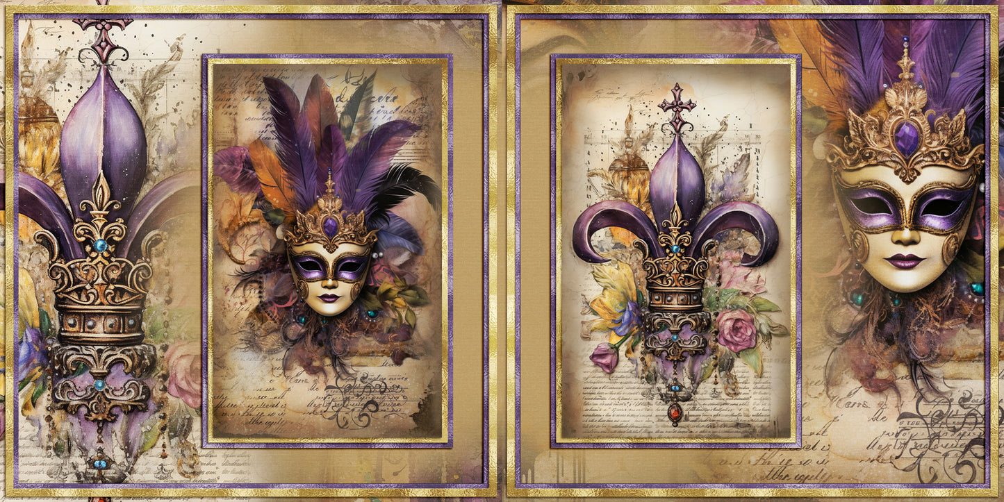 The Mardi Gras NPM - Set of 5 Double Page Scrapbook Layouts - 1880