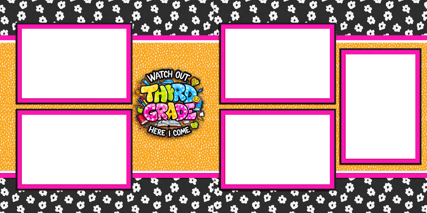 Back to School Girl Collection 1 EZ Quick Pages -  Digital Bundle - 10 Digital Scrapbook Pages - INSTANT DOWNLOAD