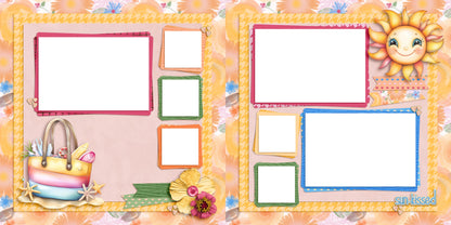 Summer Happiness EZ Quick Pages -  Digital Bundle - 10 Digital Scrapbook Pages - INSTANT DOWNLOAD