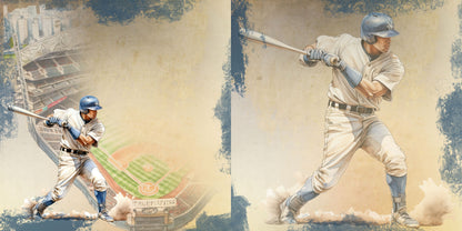 Baseball Game EZ Background Pages -  Digital Bundle - 10 Digital Scrapbook Pages - INSTANT DOWNLOAD