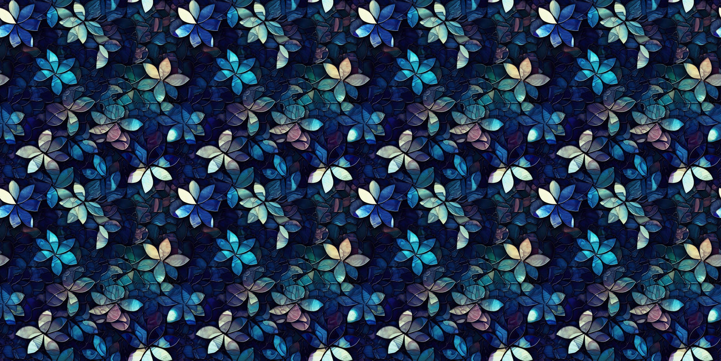 Dark Floral Mosaic Blue NPM - 6886