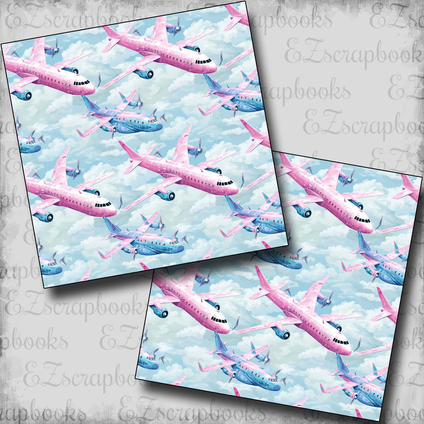 Pastel Travel Planes - Scrapbook Papers - 24-373