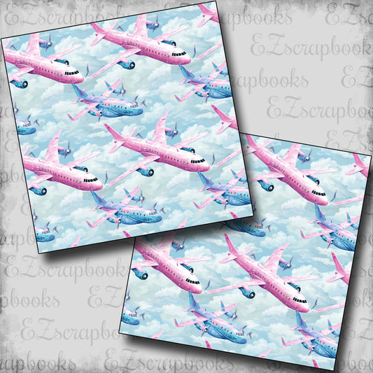 Pastel Travel Planes - Scrapbook Papers - 24-373