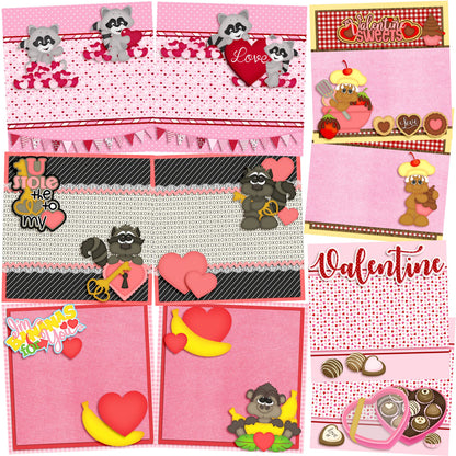 Valentine Candy NPM - Set of 5 Double Page Scrapbook Layouts - 1234