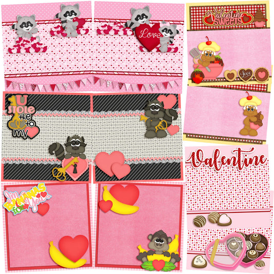 Valentine Candy NPM - Set of 5 Double Page Scrapbook Layouts - 1234