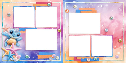 Ocean Bue Turtle - EZ Digital Scrapbook Pages - INSTANT DOWNLOAD