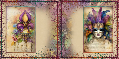 The Mardi Gras NPM - Set of 5 Double Page Scrapbook Layouts - 1880