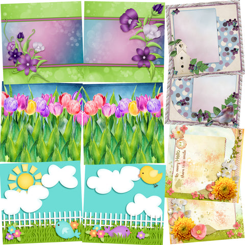 The Joy of Spring NPM - Set of 5 Double Page Layouts - 1358